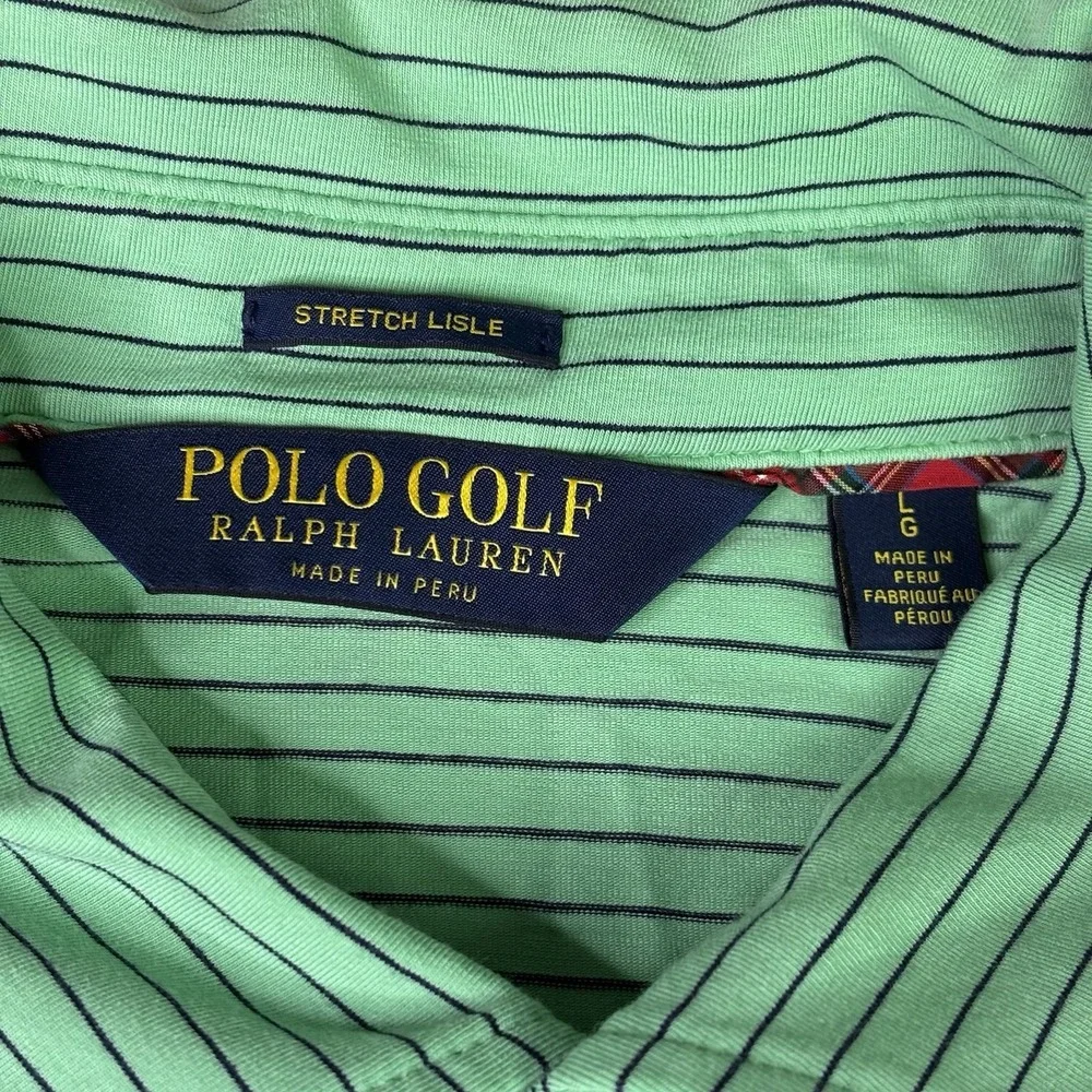 Ralph Lauren Polo Golf Stretch Isle Men XL Short Sleeve Green Stripes Pony Logo